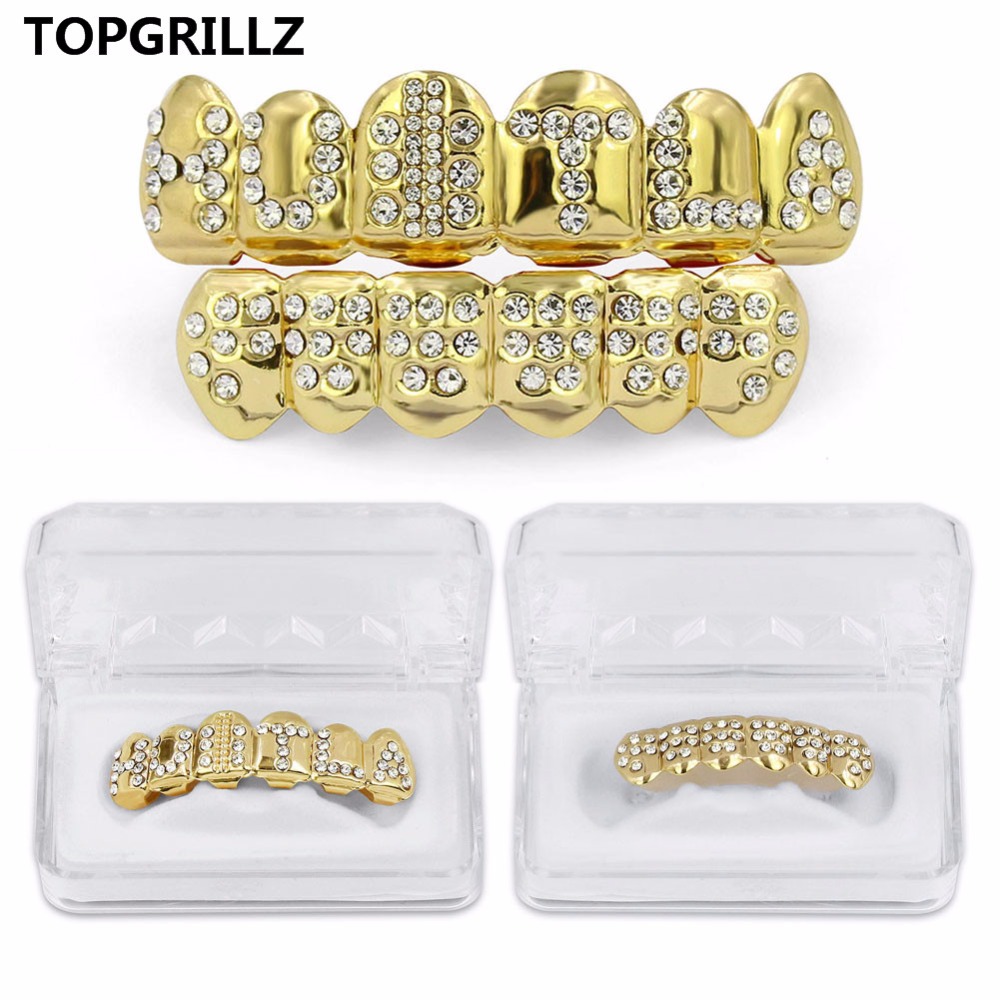 Street Fashion Jewelry - TOPGRILLZ Gold Color Plated Iced Out