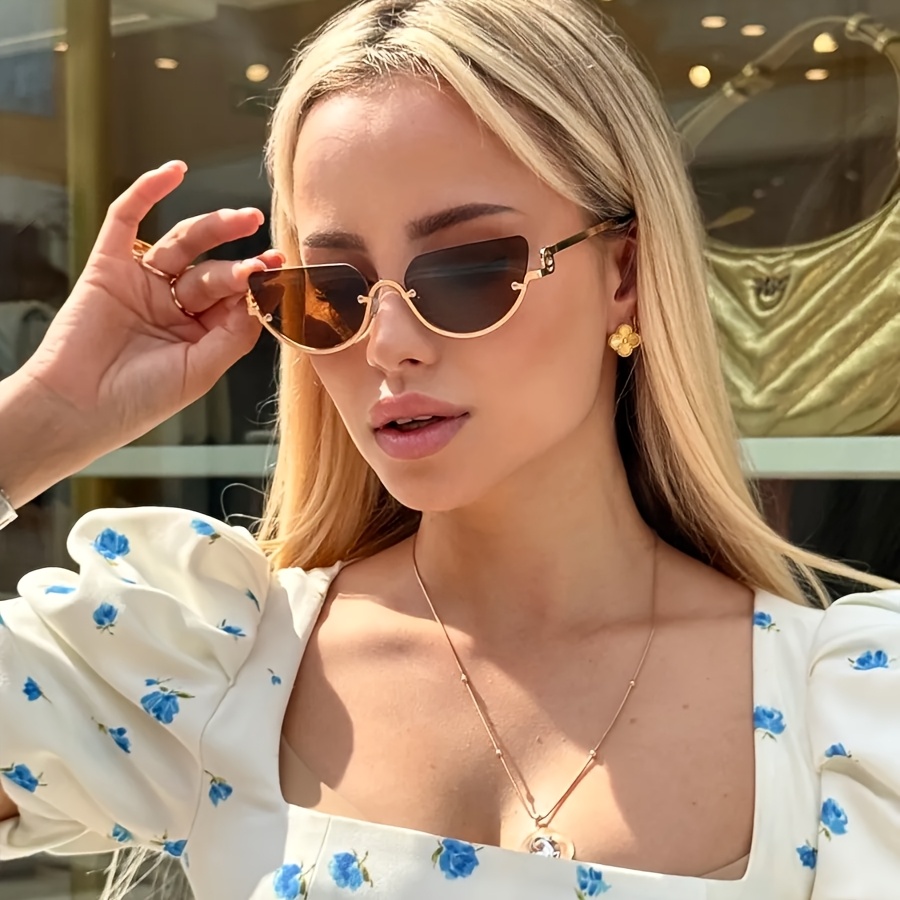 Retro Half-Rim Cat Eye Glasses - Street Fashion Week avaliação e preço