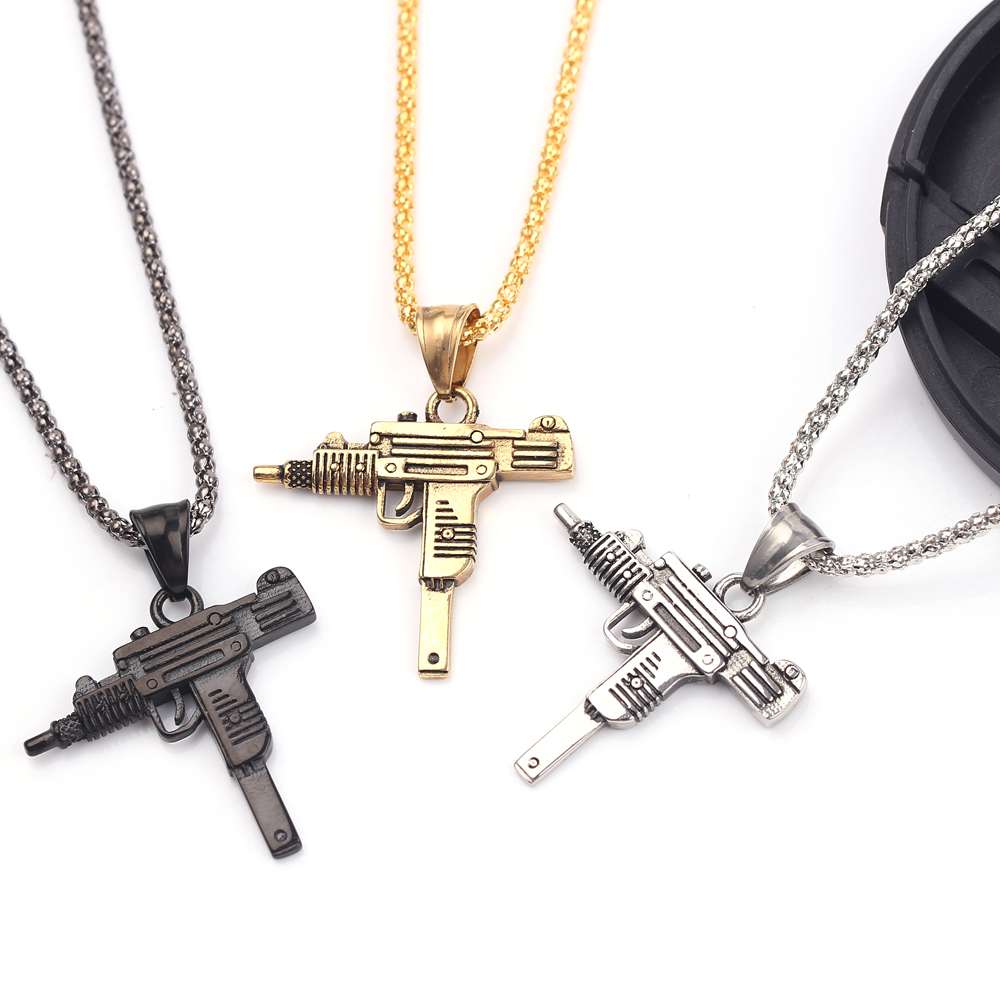 Punk Uzi Pistol Machine Gun Ne - Street Fashion Jewelry avaliação e preço