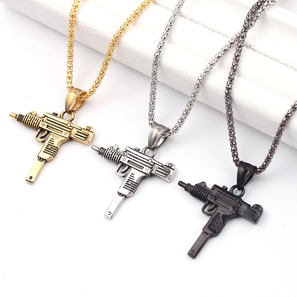 Punk Uzi Pistol Machine Gun Ne - Street Fashion Jewelry avaliação e preço