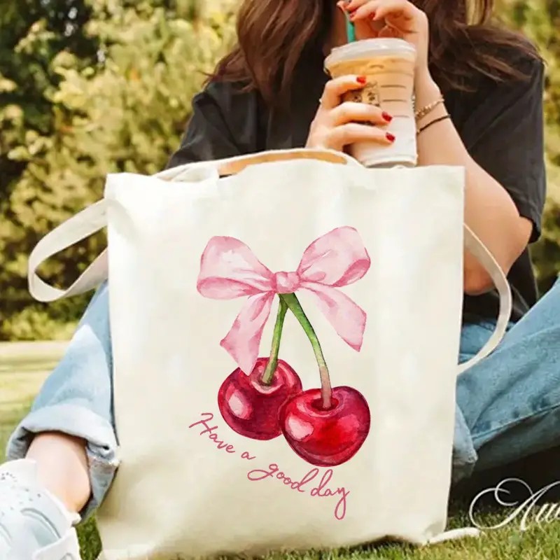 Canvas Tote Bag with Cherry Bo - Tote Bag Canvas Print avaliação e preço