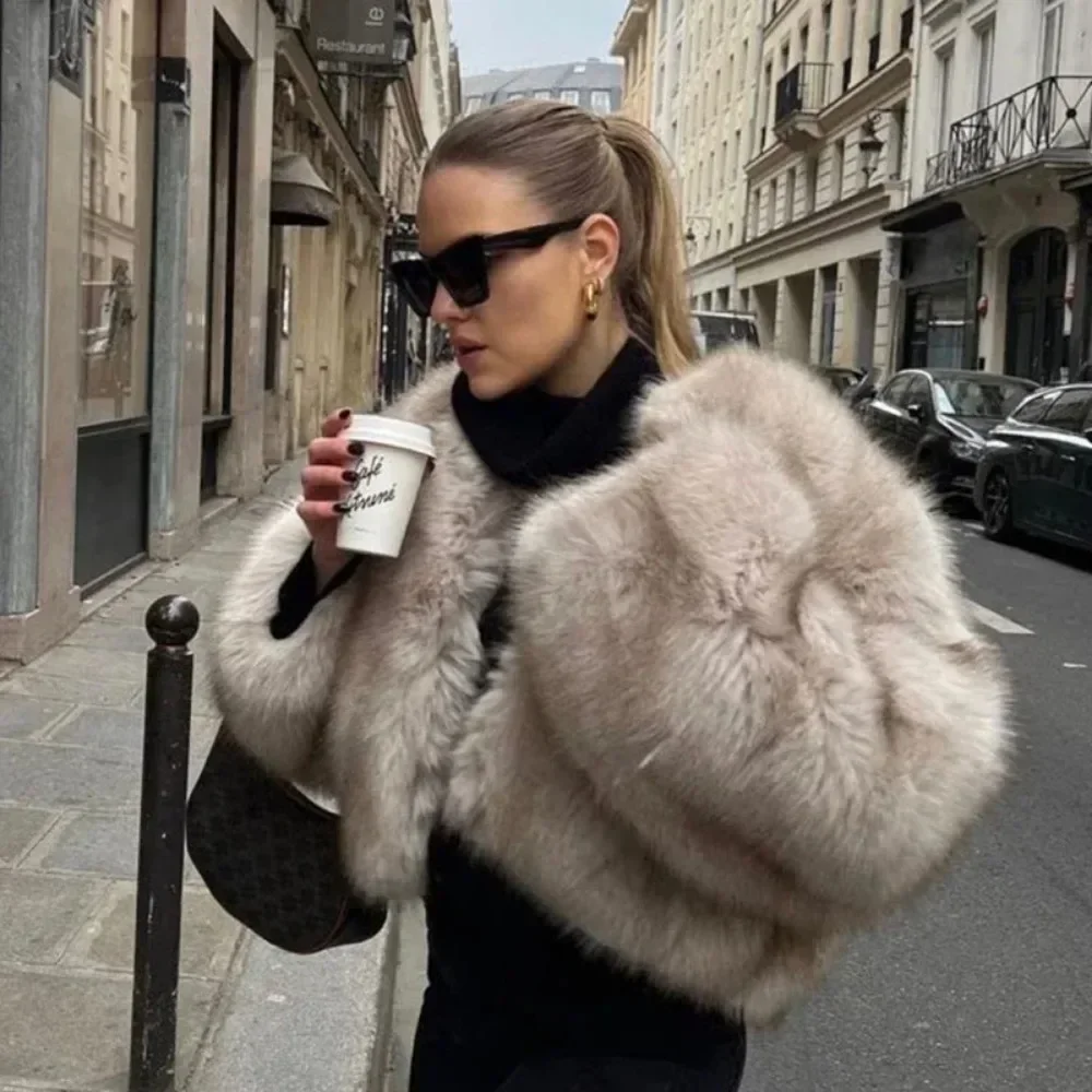 OFTBUY Faux Fur Jacket Women S - Street Fashion Week avaliação e preço