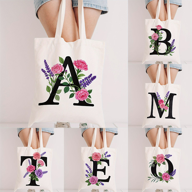 Letters And Flowers Tote Bags  - Tote Bag Canvas Print avaliação e preço