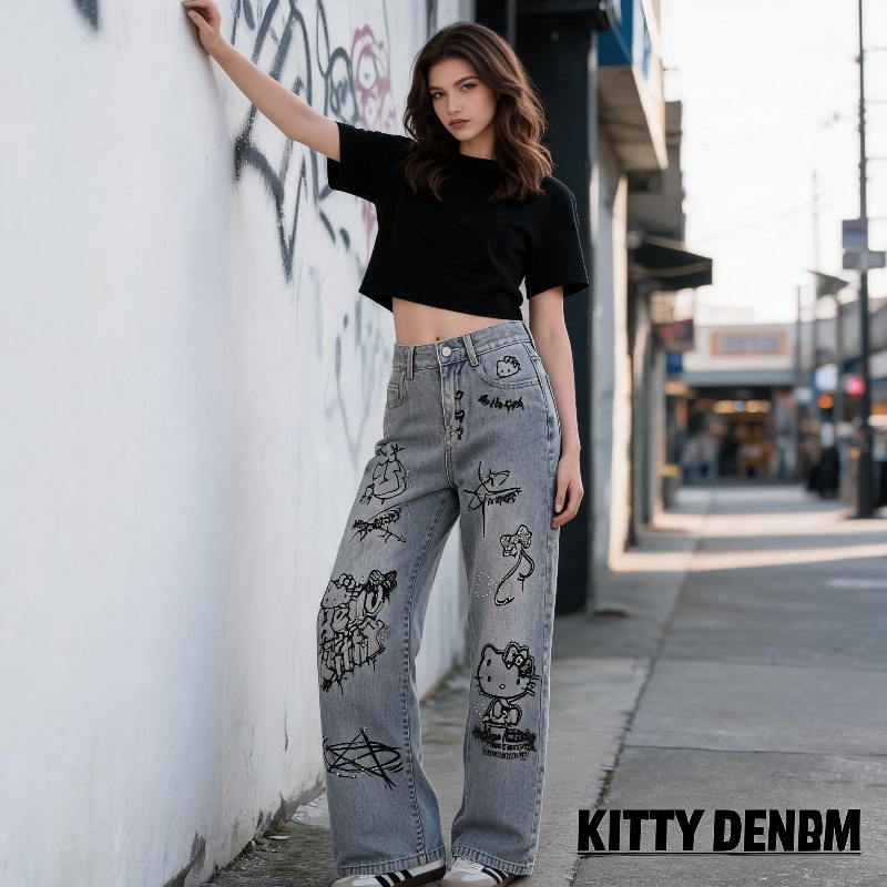 Cute Keiokitty Rhinestone Graf - Street Fashion Of Japan avaliação e preço