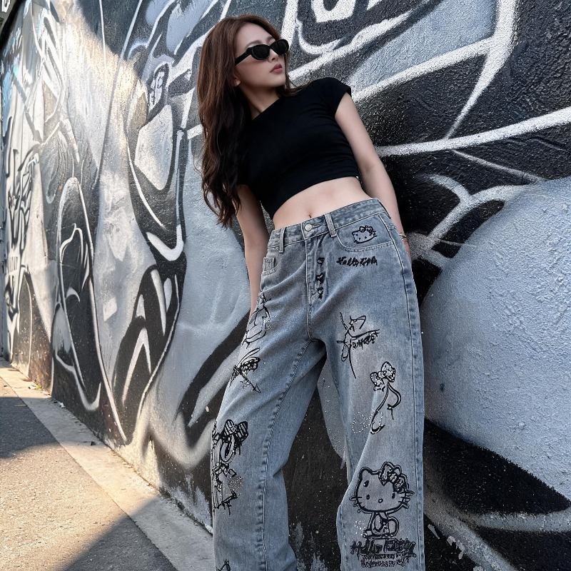 Cute Keiokitty Rhinestone Graf - Street Fashion Of Japan avaliação e preço