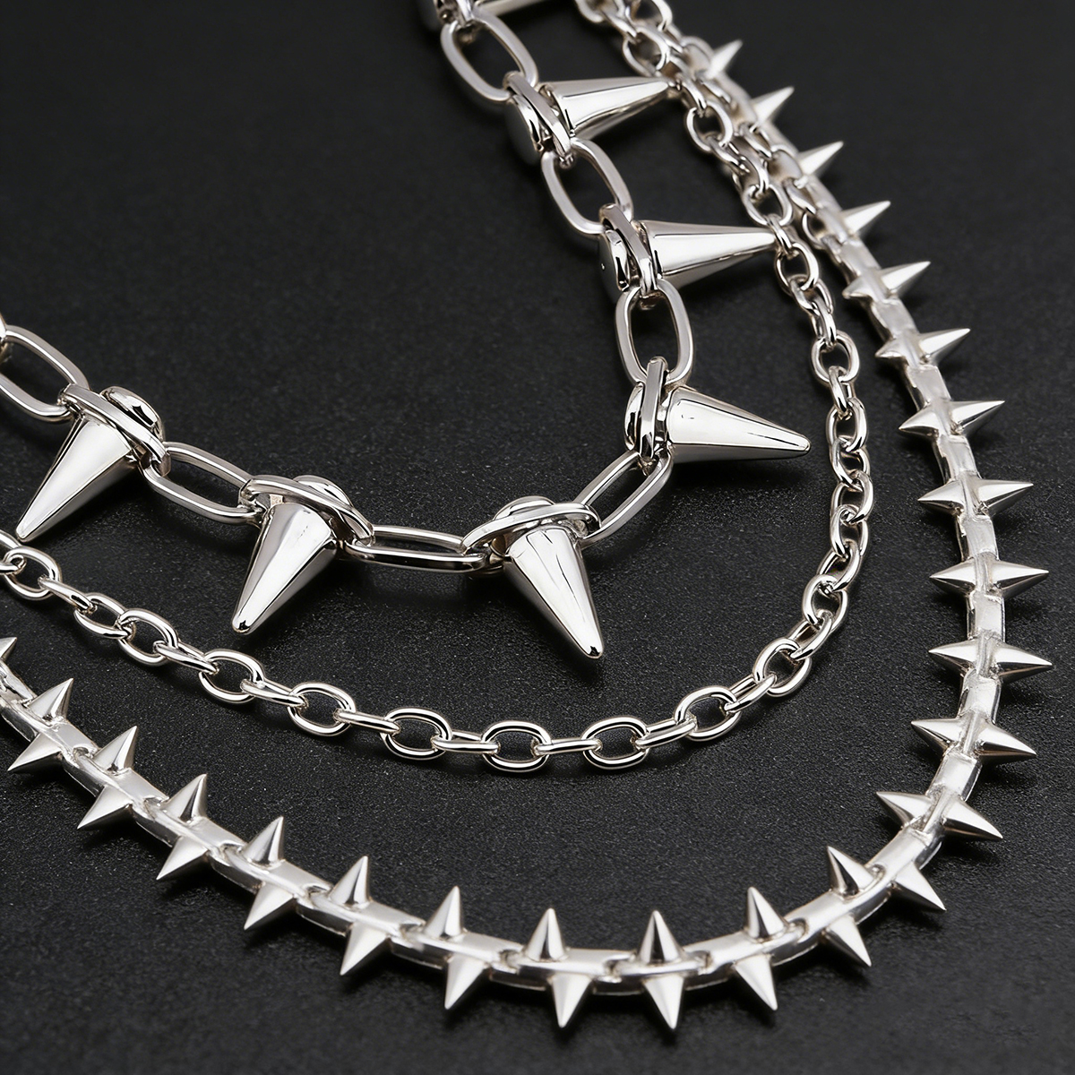 1 hip-hop punk rivet three-lay - Street Fashion Jewelry avaliação e preço