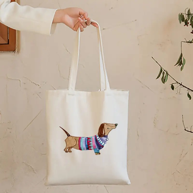 Cute Dachshund Funny Handbags  - Tote Bag Canvas Print avaliação e preço