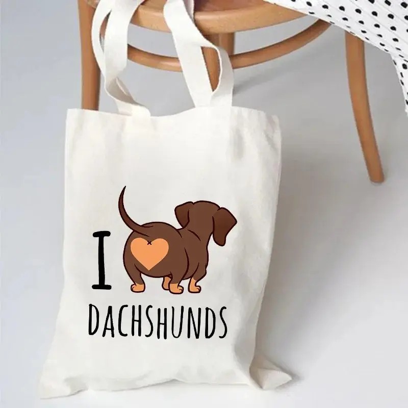 Cute Dachshund Funny Handbags  - Tote Bag Canvas Print avaliação e preço