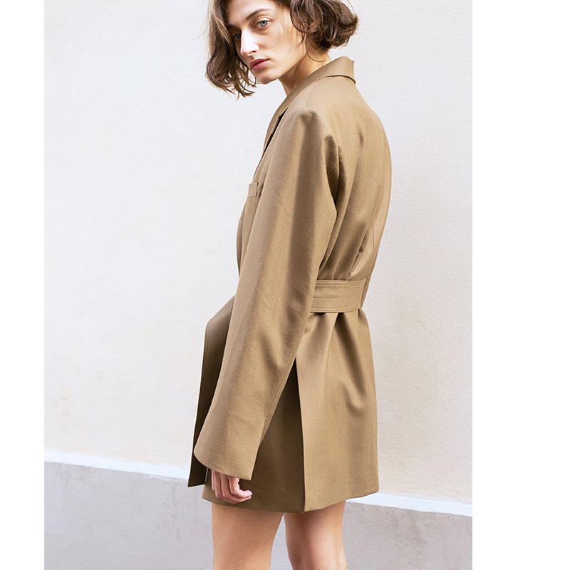 Chic Khaki Midi Suit Dress Fas - Street Fashion Week avaliação e preço