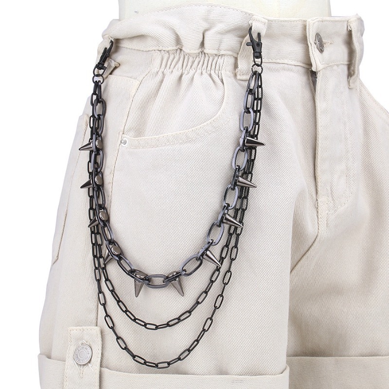 Hip Hop Punk Rock Metal Pants  - Street Fashion Jewelry avaliação e preço