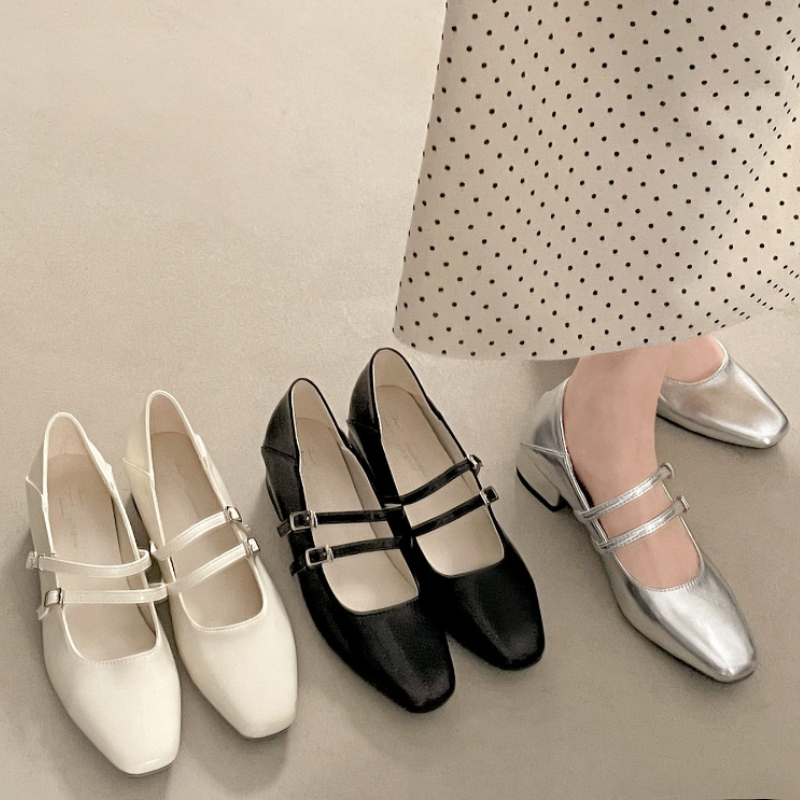 Square Toe Low Heel Women Silv - Street Fashion Women avaliação e preço