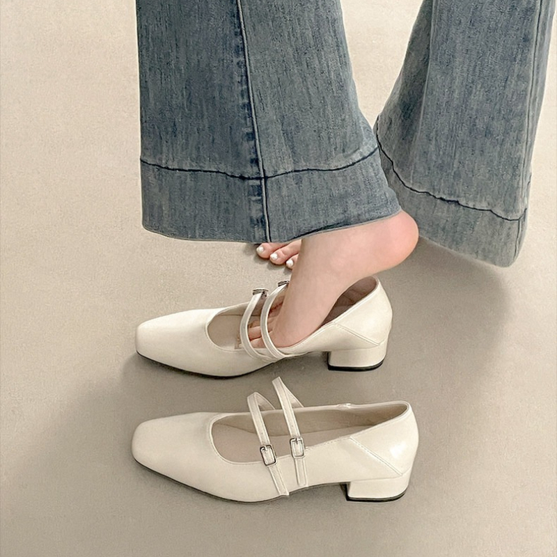 Square Toe Low Heel Women Silv - Street Fashion Women avaliação e preço