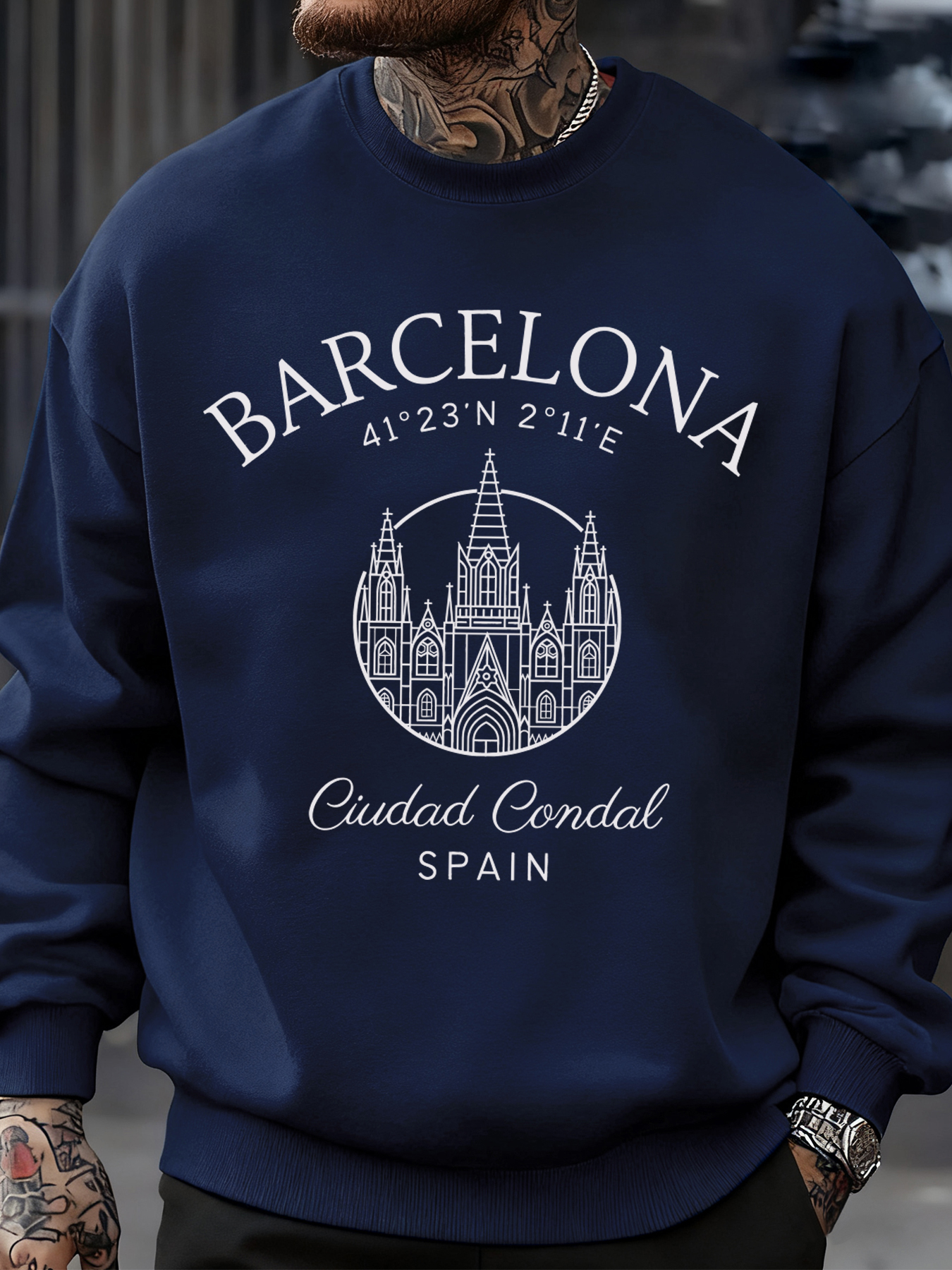 Barcelona Cprint Autumn Men Sw - Street Fashion Barcelona avaliação e preço