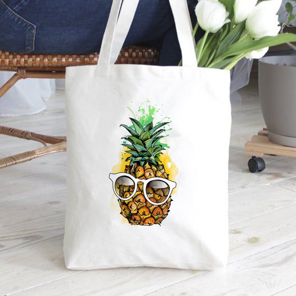 Pineapple Cartoon Style Printe - Tote Bag Canvas Print avaliação e preço